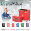 imageGreenvelly 7Drawer Metal Tool Chest Rolling Tool Chest with Wheels Tool Cabinet with Top Pegboard and Hooks Metal Tool Cart with Handle for Garage Workshop Warehouse BlackRed