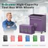 imageGreenvelly 7Drawer Metal Tool Chest Rolling Tool Chest with Wheels Tool Cabinet with Top Pegboard and Hooks Metal Tool Cart with Handle for Garage Workshop Warehouse BlackPurple