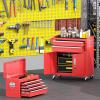 imageGreenvelly 7Drawer Metal Tool Chest Rolling Tool Chest with Wheels Tool Cabinet with Top Pegboard and Hooks Metal Tool Cart with Handle for Garage Workshop Warehouse BlackRed