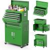 imageGreenvelly 7Drawer Metal Tool Chest Rolling Tool Chest with Wheels Tool Cabinet with Top Pegboard and Hooks Metal Tool Cart with Handle for Garage Workshop Warehouse BlackGreen