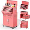 imageGreenvelly 7Drawer Metal Tool Chest Rolling Tool Chest with Wheels Tool Cabinet with Top Pegboard and Hooks Metal Tool Cart with Handle for Garage Workshop Warehouse BlackPink