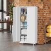 imageGreenvelly Metal Storage Cabinet with 4 Swivel Wheels73quot H White Garage Storage Cabinet with Wheels Rolling Tool Cabinet with Locking Doors and Shelves for HomeBasement Kitchen PantryWarehouseWhite
