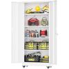 imageGreenvelly Metal Storage Cabinet with 4 Swivel Wheels73quot H White Garage Storage Cabinet with Wheels Rolling Tool Cabinet with Locking Doors and Shelves for HomeBasement Kitchen PantryWarehouseWhite