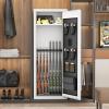 imageGreenvelly 1416 Gun Safe for Rifles and Pistols Rifle Safe with Keyboard Lock Gun Cabinet with Adjustable Shelves Quick Access Fireproof Gun Safe with Pocket and Gun Rack for Home BlackWhite