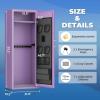 imageGreenvelly 1416 Gun Safe for Rifles and Pistols Rifle Safe with Keyboard Lock Gun Cabinet with Adjustable Shelves Quick Access Fireproof Gun Safe with Pocket and Gun Rack for Home BlackPurple