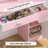 imageGreenvelly Vanity Desk with Mirrors and LightsWhite Modern Vanity with Lighted Mirror and ChairMakeup Dressing Table with Drawers for WomenGirlBedroomModern Pink