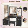 imageGreenvelly Vanity Desk with Mirrors and LightsWhite Modern Vanity with Lighted Mirror and ChairMakeup Dressing Table with Drawers for WomenGirlBedroomModern Black