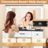 imageGreenvelly Vanity Desk with Mirrors and LightsWhite Modern Vanity with Lighted Mirror and ChairMakeup Dressing Table with Drawers for WomenGirlBedroomWhite