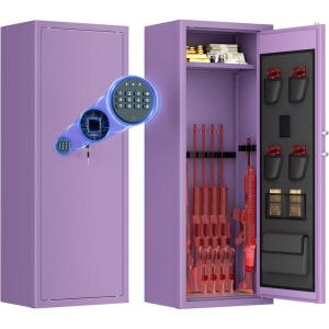 imageGreenvelly 68 Gun Safe for Rifles and Pistols Quick Access Gun Cabinet with Keyboard Lock Rifle Safe for Rifles and Shotguns Fireproof Gun Safe with Pocket and Gun Rack for Home BlackPurple