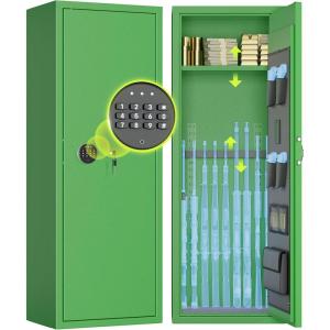 imageGreenvelly 68 Gun Safe for Rifles and Pistols Quick Access Gun Cabinet with Keyboard Lock Rifle Safe for Rifles and Shotguns Fireproof Gun Safe with Pocket and Gun Rack for Home BlackGreen