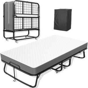 imageGreenvelly Folding Bed with Mattress 75quot x 31quot Rollaway Bed with 5quot Memory Foam Mattress for Adults Metal Frame Portable Bed for Guest Room Small Apartment Space Saving Fold Up for Easy Storage75 x 38