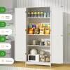 imageGreenvelly Kitchen Pantry Cabine White Storage Cabinet with Doors and Adjustable Shelves Pantry Storage Cabinet Freestanding Food Pantry for Dining Room Living RoomWhite