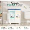 imageGreenvelly Portable Washing Machine 16 Lbs Compact Mini Washer and Dryer Combo Semiautomatic Twin Tub Laundry Washine with Drain Pump for Dorms Apartments RVs GreyBlue White