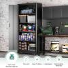 imageGreenvelly 73 Rolling Storage CabinetBlack Metal Garage Cabinet with Locking Doors and 4 Adjustable Shelves for HomeKitchenOfficeWarehouse32 W x 16 DWheelsBlack