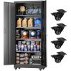 imageGreenvelly 73 Rolling Storage CabinetBlack Metal Garage Cabinet with Locking Doors and 4 Adjustable Shelves for HomeKitchenOfficeWarehouse32 W x 16 DWheelsBlack