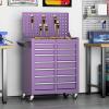imageGreenvelly Tool Chest 5Drawer Rolling Tool Chest with Hooks and Lockable Wheels Detachable Top Tool Box Toolbox with Wheels Rolling Tool Box for Mechanics Garage Workshop and Tool Room PurplePurple