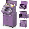 imageGreenvelly Tool Chest 5Drawer Rolling Tool Chest with Hooks and Lockable Wheels Detachable Top Tool Box Toolbox with Wheels Rolling Tool Box for Mechanics Garage Workshop and Tool Room PurplePurple