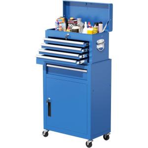 imageGreenvelly Tool Chest 5Drawer Rolling Tool Chest with Hooks and Lockable Wheels Detachable Top Tool Box Toolbox with Wheels Rolling Tool Box for Mechanics Garage Workshop and Tool Room PurpleBlue