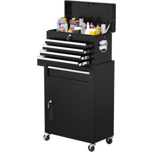 imageGreenvelly Tool Chest 5Drawer Rolling Tool Chest with Hooks and Lockable Wheels Detachable Top Tool Box Toolbox with Wheels Rolling Tool Box for Mechanics Garage Workshop and Tool Room PurpleBlack