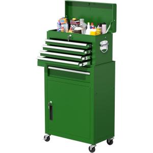 imageGreenvelly Tool Chest 5Drawer Rolling Tool Chest with Hooks and Lockable Wheels Detachable Top Tool Box Toolbox with Wheels Rolling Tool Box for Mechanics Garage Workshop and Tool Room PurpleGreen